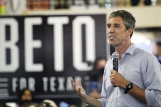 FILE - Beto O'Rourke, Democratic candidate for Texas governor, speaks during a town hall meeting at the McAllen Creative Incubator Tuesday, June 7, 2022, in McAllen,Texas. O'Rourke responded to a heckler Wednesday, Aug. 10, 2022, at a campaign stop in rural Mineral Wells, Texas, with an expletive after the gubernatorial candidate heard a cackled laugh while criticizing the ease in which the Uvalde elementary school gunman legally purchased an AR-15 style assault rifle. (Delcia Lopez/The Monitor via AP, File)