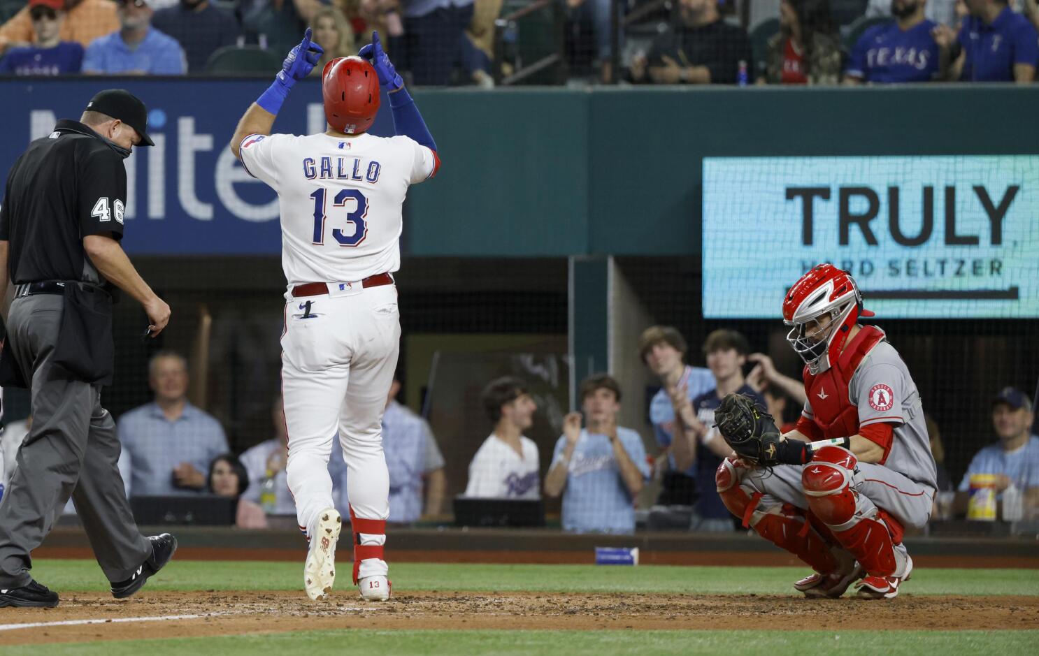 Rangers OF Joey Gallo has only one extra-base hit this season, and