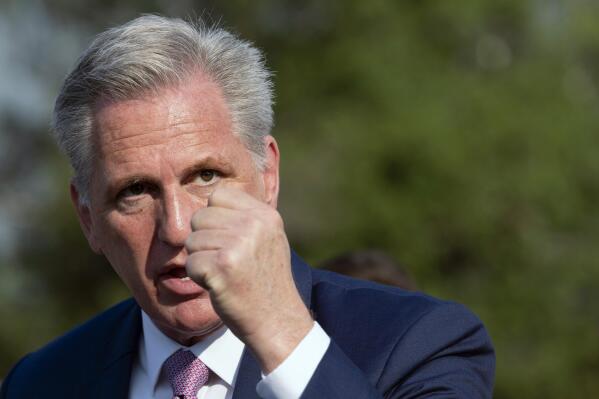 House Minority Leader Kevin McCarthy of Calif., speaks about the House Select committee investigating the January 6 attack on the U.S. Capitol, Tuesday, July 27, 2021, on Capitol Hill in Washington. (AP Photo/Jacquelyn Martin)