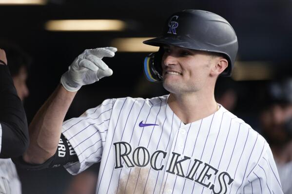 May 4 2022: Colorado center fielder Yonathan Daza (2) gets a hit