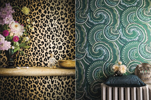 Leopard Print Green Fabric, Wallpaper and Home Decor