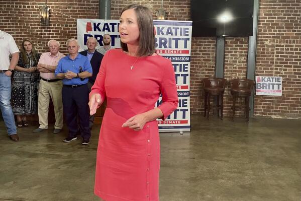 Republican Katie Britt campaigns in Cullman, Ala., on May 23, 2022, ahead of the U.S. Senate primary in Alabama. Britt is one of several Republicans seeking the GOP nomination for the seat being vacated by retiring U.S. Sen. Richard Shelby. (AP Photo/Kim Chandler)