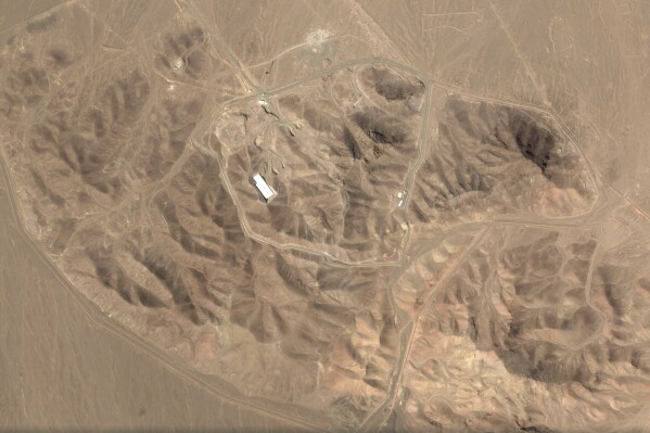 This satellite photo from Planet Labs PBC shows the Fordo enrichment facility in Iran on April 1, 2025. (Planet Labs PBC via AP, File)