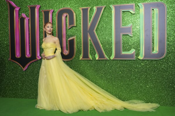 FILE - Ariana Grande poses for photographers upon arrival at the premiere of the film 'Wicked' in London, Nov. 18, 2024. (Photo by Scott A Garfitt/Invision/AP File)