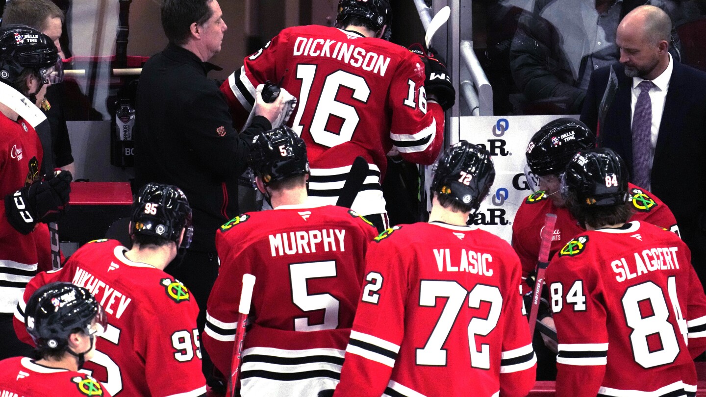 Blackhawks' Jason Dickinson Out with High Ankle Sprain
