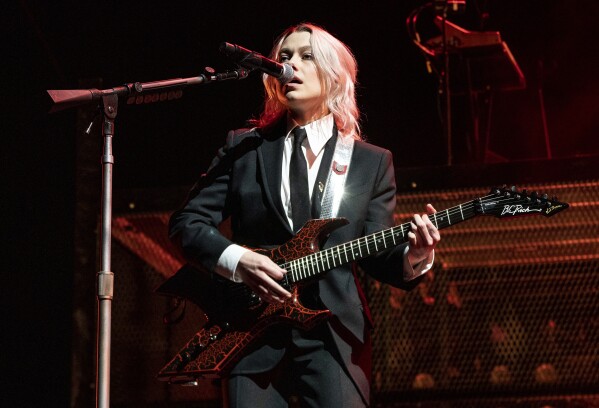 FILE - Phoebe Bridgers of Boygenius performs at the Coachella Music & Arts Festival at the Empire Polo Club on Saturday, April 15, 2023, in Indio, Calif. Bridgers received seven Grammy nominations on Friday.(Photo by Amy Harris/Invision/AP, File)