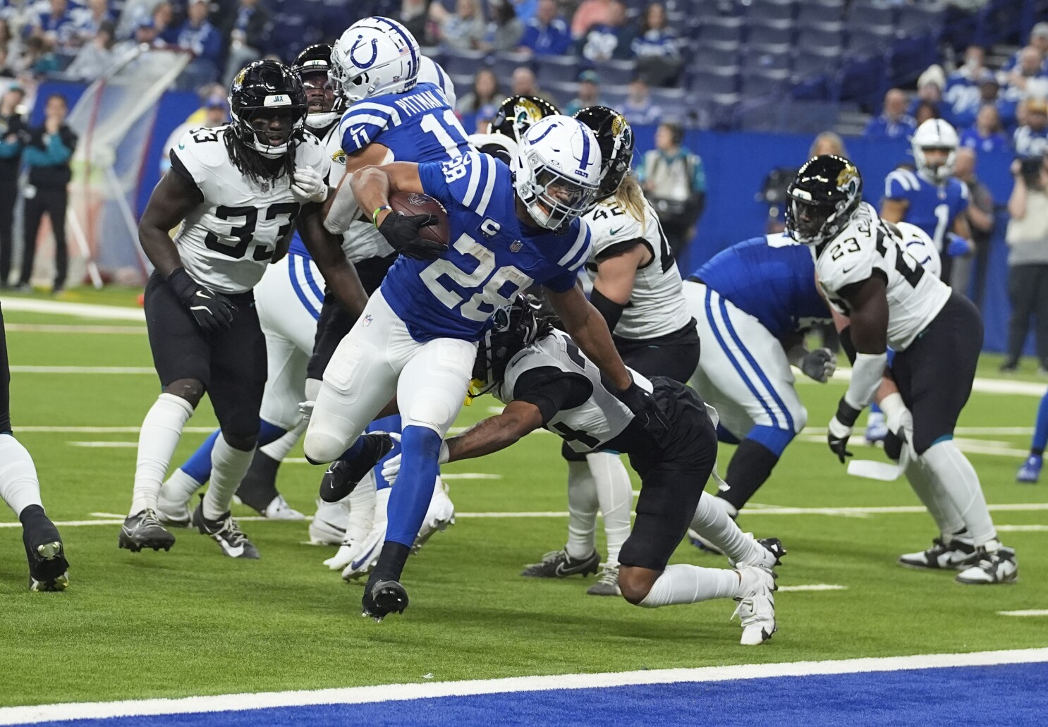 Jonathan Taylor and Joe Flacco lead Colts to 26-23 overtime win over  Jaguars | AP News