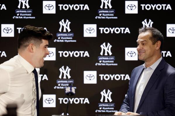 Carlos Rodón, newly shaved, puts on Yankees pinstripes
