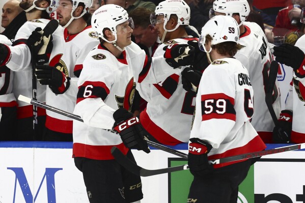 Shane Pinto has a goal and 3 assists as the Senators roll to 6-2 win over the Sabres