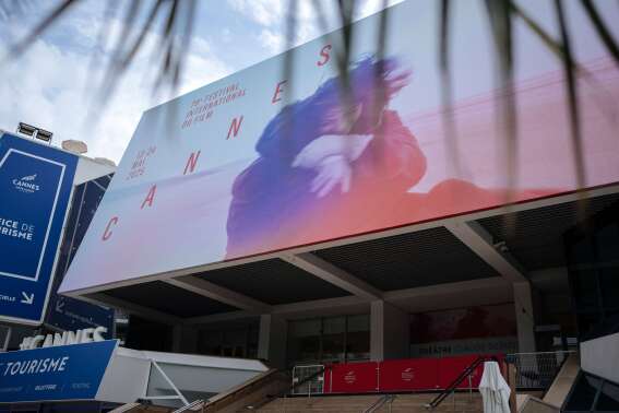 The Palais des festivals ahead of the 78th international film festival in Cannes, southern France, Sunday, May 11, 2025. The Cannes film festival runs from May 13 until May 24, 2025. (AP Photo/Lewis Joly)