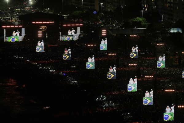 Fans pack the shore of Copacabana beach to watch Lady Gaga's free concert in Rio de Janeiro, Saturday, May 3, 2025. (AP Photo/Bruna Prado)