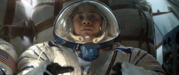 The image released by Bleecker Street shows Ariana DeBose in a scene from "I.S.S." (Bleecker Street via AP)
