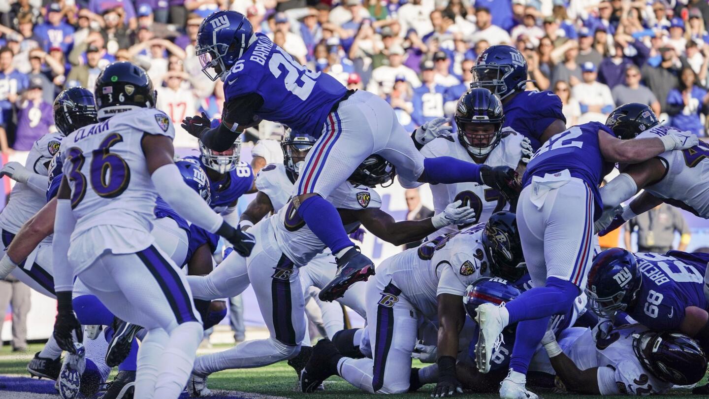 Surprising Giants rally to beat Ravens, improve to 5-1