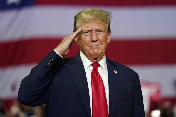  Republican presidential candidate former President Donald Trump speaks at a campaign rally, June 22, 2024, at Temple University in Philadelphia. (AP Photo/Chris Szagola, File)