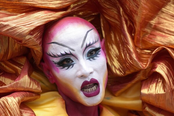 A participant at the Pride Parade in Bangkok, Thailand, Sunday, June 4, 2023. (AP Photo/Sakchai Lalit)