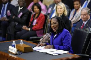 Supreme Court nominee Judge Ketanji Brown Jackson speaks during her confirmation hearing before the Senate Judiciary Committee Monday, March 21, 2022, on Capitol Hill in Washington. (AP Photo/Carolyn Kaster)