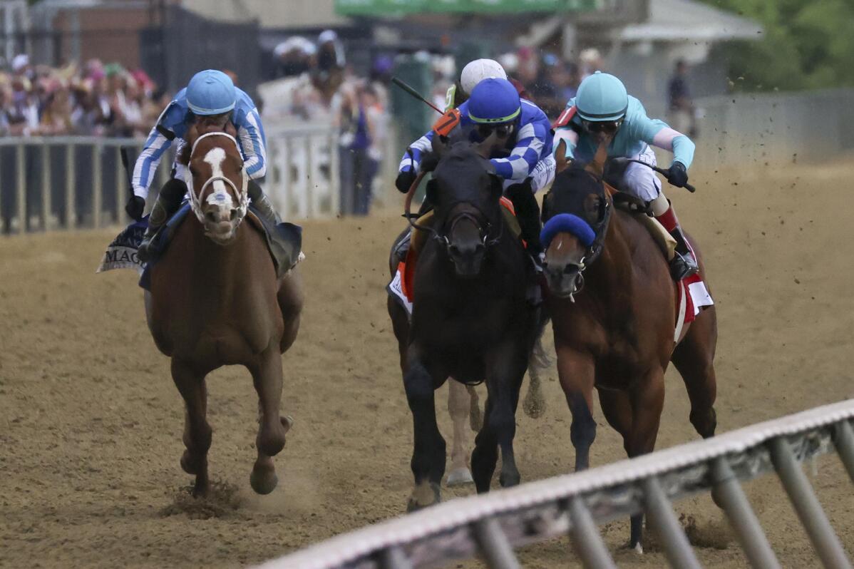 Mage's Triple Crown bid ends after finishing third in Preakness AP News