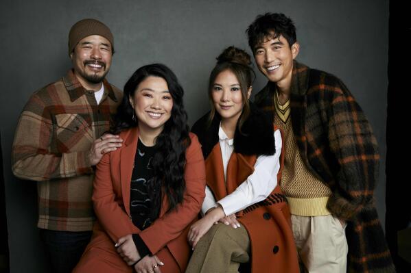 Director Randall Park, from left, Sherry Cola, Ally Maki, and Justin H. Min pose for a portrait to promote the film "Shortcomings" at the Latinx House during the Sundance Film Festival on Sunday, Jan. 22, 2023, in Park City, Utah. (Photo by Taylor Jewell/Invision/AP)
