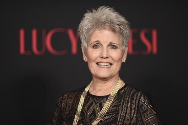 Lucie Arnaz arrives at the premiere of "Lucy and Desi" on Tuesday, Feb. 15, 2022, at the Directors Guild of America Theater in Los Angeles. (Photo by Richard Shotwell/Invision/AP)