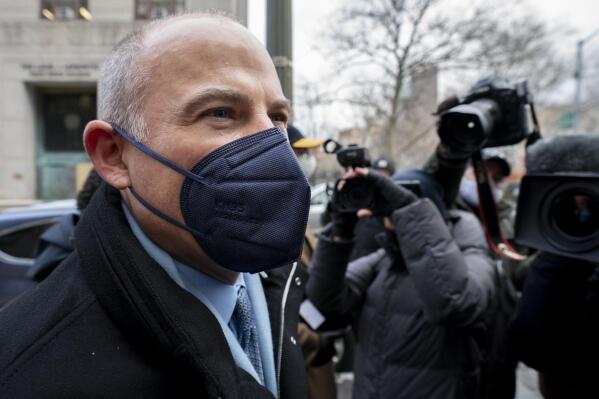 Michael Avenatti arrives to Federal court in Manhattan, Monday, Jan. 24, 2022, in New York. The jury deliberating the fate of Michael Avenatti on charges that he ripped off his star client, Stormy Daniels, has told a judge that it is deadlocked on the first of two counts he faces. (AP Photo/John Minchillo)