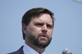 Republican vice presidential nominee Sen. JD Vance, R-Ohio speaks at a campaign event, Wednesday, Aug. 14, 2024, in Byron Center, Mich. (AP Photo/Carlos Osorio)