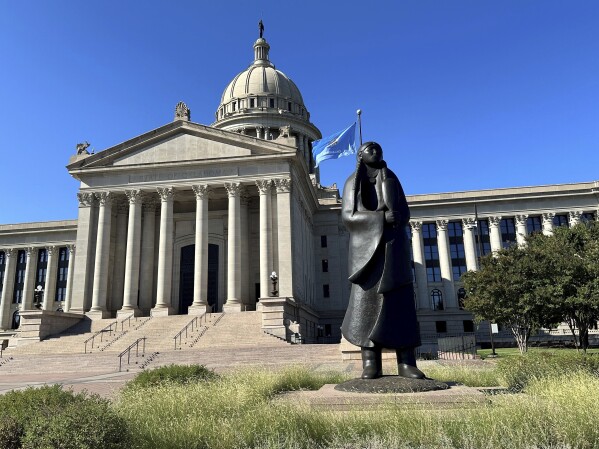 The Oklahoma State Election Board Office inside the state Capitol in Oklahoma City, was one of at least five states in the U.S. which election officials received suspicious packages on Monday, Sept. 16, 2024. (AP Photo/Sean Murphy)