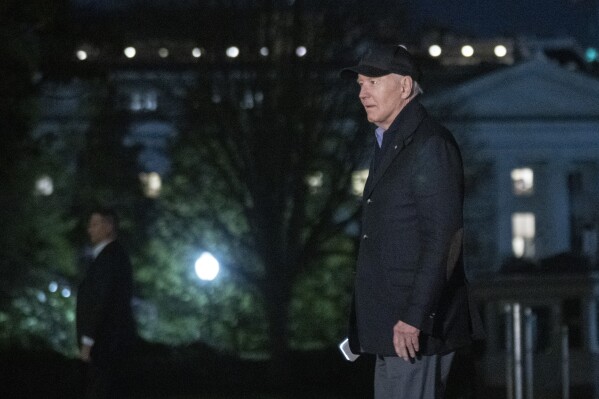 President Joe Biden arrives at the White House from a campaign trip to Michigan, Thursday, March 14, 2024, in Washington. (AP Photo/Manuel Balce Ceneta)