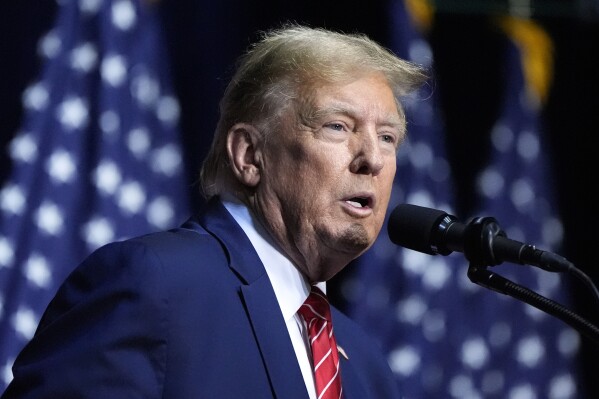 FILE - Republican presidential candidate former President Donald Trump speaks at a campaign rally March 9, 2024, in Rome Ga. (AP Photo/Mike Stewart, File)