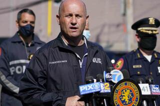 FILE - This photo from Tuesday April 20, 2021, shows Nassau County Police Commissioner Patrick Ryder as he speaks in West Hempstead, N.Y. Ryder said Friday, June 18, he won't resign over comments to Newsday blaming the lack of diversity in his police department on Black and Hispanic "broken homes." (AP Photo/Mary Altaffer, File)