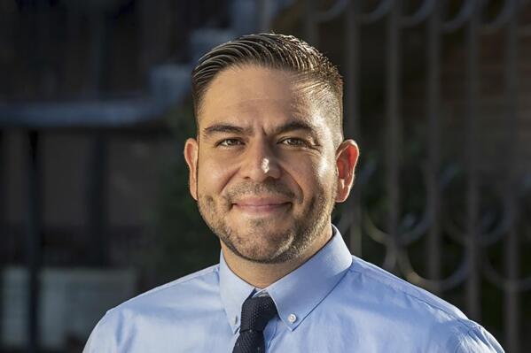 This undated photo provided by the Gabe Vasquez For Congress Campaign  shows  Democrat Gabe Vasguez, who is seeking election to New Mexico's 2nd Congressional District in the Nov. 8 2022 election. (Mark Andrew,/Gabe Vasquez For Congress Campaign via AP)
