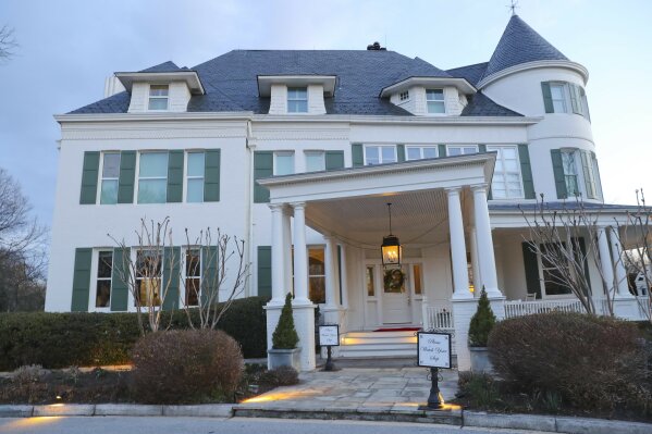 FILE - This March 16, 2018, file photo shows the official residence of the vice president of the United States on the ground of the U.S. Naval Observatory in Washington. Repairs are needed on the residence and officials say it's best to make them while the house is unoccupied. So Vice President Kamala Harris and her husband, Doug Emhoff, are spending these early days of the Biden administration at Blair House, across the street from the White House. (AP Photo/Pablo Martinez Monsivais, File)