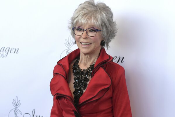 
              FILE - In this Aug. 25, 2018, file photo, Rita Moreno arrives at the 33rd annual Imagen Awards in Los Angeles. The Peabody Awards on Thursday announced it will honor the actress, singer and dancer with the career achievement award. That means the 87-year-old will join a handful of people who have achieved “PEGOT” status by winning a Peabody, Emmy, Grammy, Oscar and Tony award. Moreno will be honored at the Peabody’s annual gala in New York City on May 18. (Photo by Richard Shotwell/Invision/AP, File)
            