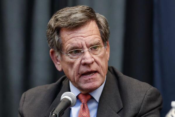 FILE - Chicago Blackhawks owner Rocky Wirtz speaks during a news conference in 2018 in Chicago. Speaking Wednesday night, Feb. 2, 2022, at a town hall organized by the team, Wirtz angrily rejected any conversation connected to the franchise's response when a player said he was sexually assaulted by an assistant coach. (AP Photo/Kamil Krzaczynski, File)