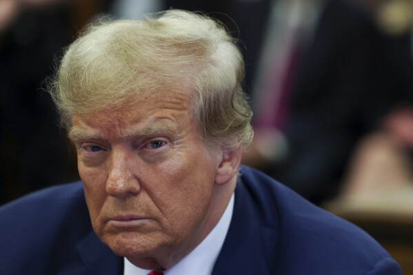 Former U.S. President Donald Trump attends the closing arguments in the Trump Organization civil fraud trial at New York State Supreme Court in the Manhattan borough of New York, Thursday, Jan. 11, 2024. (Shannon Stapleton/Pool Photo via AP)