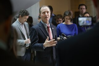 Rep. Adam Schiff, D-Calif., ranking member of the House Intelligence Committee, speaks to reporters on Capitol Hill in Washington, Thursday, March 30, 2017, about the actions of Committee Chairman Rep. Devin Nunes, R-Calif. as the panel continues to investigate Russian interference in the 2016 U.S. presidential election and the web of contacts between President Donald Trump's campaign and Russia. (AP Photo/J. Scott Applewhite)