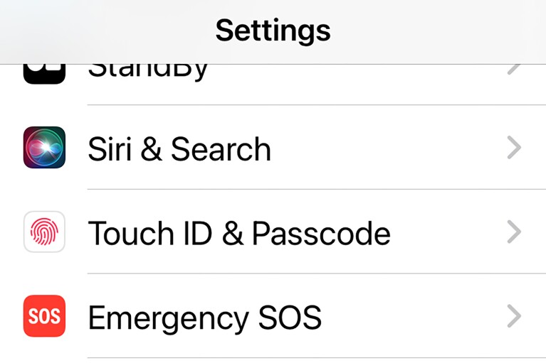 This screenshot shows where to find Stolen Device Protection on the iPhone SE Settings menu.  (AP Photo)