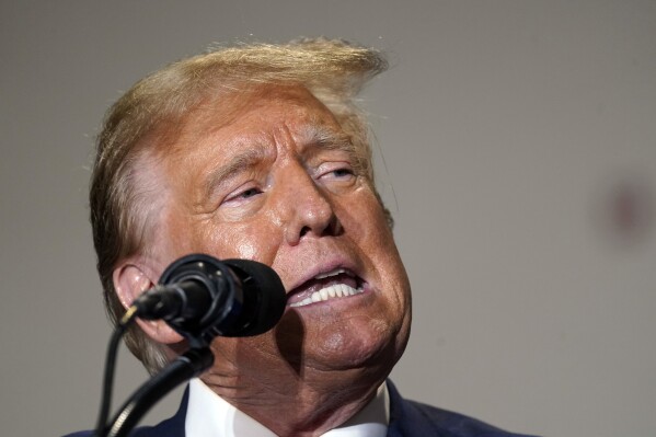 Republican presidential candidate former President Donald Trump speaks at a campaign rally Saturday, March 2, 2024, in Richmond, Va. (AP Photo/Steve Helber)