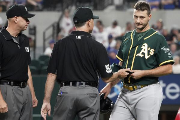 Athletics' Romo drops pants during illegal substance check