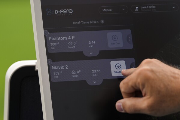 D-Fend Solutions counter drone technology is demonstrated, Wednesday, May 14, 2025, in Reston, Va. (AP Photo/Julia Demaree Nikhinson)