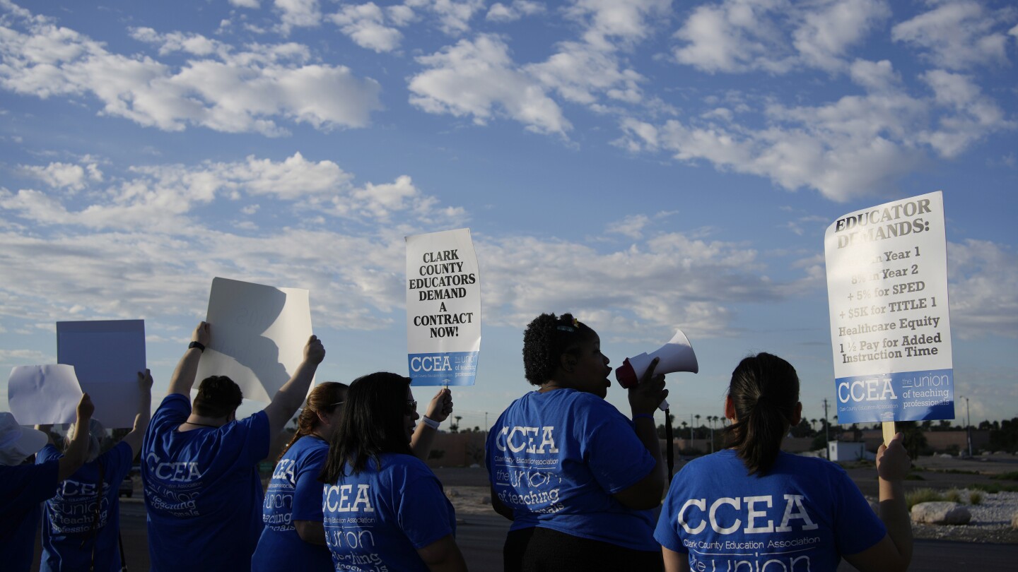 Las Vegas-area teachers union challenges law prohibiting members from striking