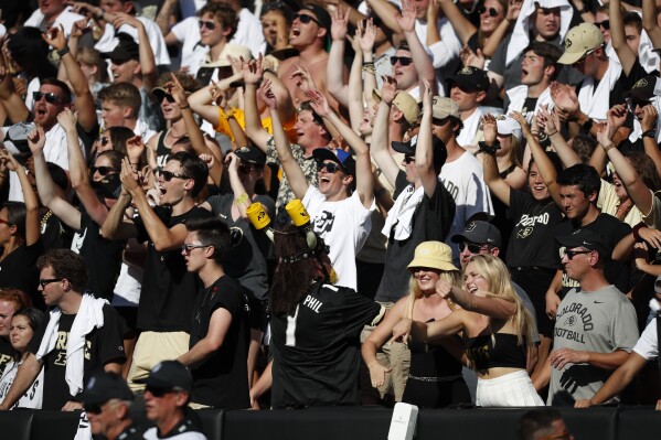 college football fans cheering