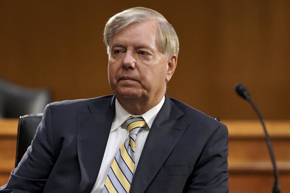 Sen. Lindsey Graham, R-S.C., listens during a Senate Foreign Relations committee hearing on the State Department's 2021 budget on Capitol Hill Thursday, July 30, 2020, in Washington. (Greg Nash/Pool via AP)