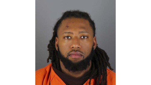 This booking photo provided by the Hennepin County, Minn., Sheriff’s Office shows Derrick Thompson. Thompson was booked into the Hennepin County Jail on Monday, June 19, 2023, in the aftermath of a crash on Friday, June 16, that killed five young women in Minneapolis after the speeding driver blew past a state trooper, ran a red light and slammed into their car. Thompson served a hit-and-run sentence for a different incident in a California prison until his release earlier this year. (Hennepin County Sheriff’s Office via AP)