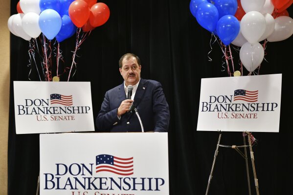
              FILE - In this May 8, 2018, file photo, former Massey Energy CEO Don Blankenship speaks to supporters in Charleston, W.Va. Despite having lost the Republican primary, convicted ex-coal baron Blankenship said he’s going to continue his bid for U.S. Senate as a third-party candidate. Blankenship’s campaign said in a news release Monday, May 21, that he’ll be running as a member of the Constitution Party, which nominated him by a unanimous vote. (AP Photo/Tyler Evert, File)
            