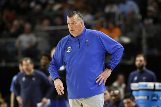 FILE - Creighton head coach Greg McDermott watches from the sideline during the second half of a Sweet 16 college basketball game against Tennessee, in the NCAA Tournament, March 29, 2024, in Detroit. Creighton announced Monday, June 3, 2024 it would rename its practice facility the McDermott Center during a ceremony on June 20. (AP Photo/Duane Burleson, file)