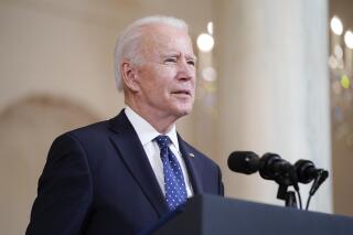 President Joe Biden speaks Tuesday, April 20, 2021, at the White House in Washington, after former Minneapolis police Officer Derek Chauvin was convicted of murder and manslaughter in the death of George Floyd. (AP Photo/Evan Vucci)