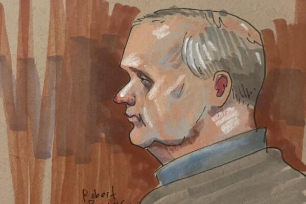 In this courtroom sketch, Robert Bowers, the suspect in the 2018 synagogue massacre, is on trial in federal court on Tuesday, May 30, 2023, in Pittsburgh. Bowers could face the death penalty if convicted of some of the 63 counts he faces in the shootings, which claimed the lives of worshippers from three congregations who were sharing the building, Dor Hadash, New Light and Tree of Life. (David Klug via AP)