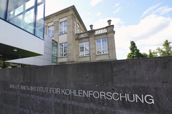 Modern and traditional architecture will be seen on Friday, May 23, 2025, at the Max Planck Institute for Coal Research in Muelheim (AP Photo/Martin Meissner)
