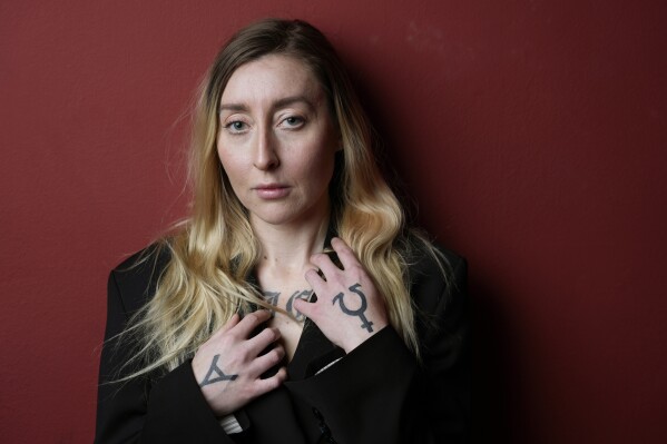 Singer/songwriter Kristin Hayter poses for a portrait before a concert at The Masonic Lodge at Hollywood Forever, Friday, Feb. 16, 2024, in Los Angeles. (AP Photo/Chris Pizzello)