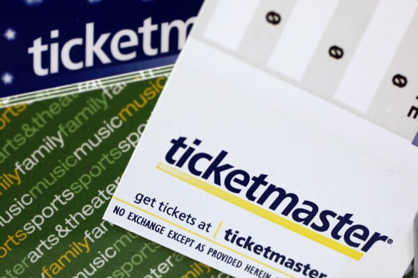 FILE - In this May 11, 2009 file photo, Ticketmaster tickets and gift cards are shown at a box office in San Jose, Calif. Live Nation is investigating a data breach at its Ticketmaster subsidiary, which dominates ticketing for live events in the United States. Live Nation, based in Beverly Hills, Calif., said in a regulatory filing Friday, May 31, 2024, that on May 27 "a criminal threat actor'' offered to sell Ticketmaster data on the dark web. (AP Photo/Paul Sakuma, File)